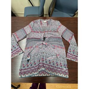 Converse One Star Sheer Button Up Blouse with Belt Size Large